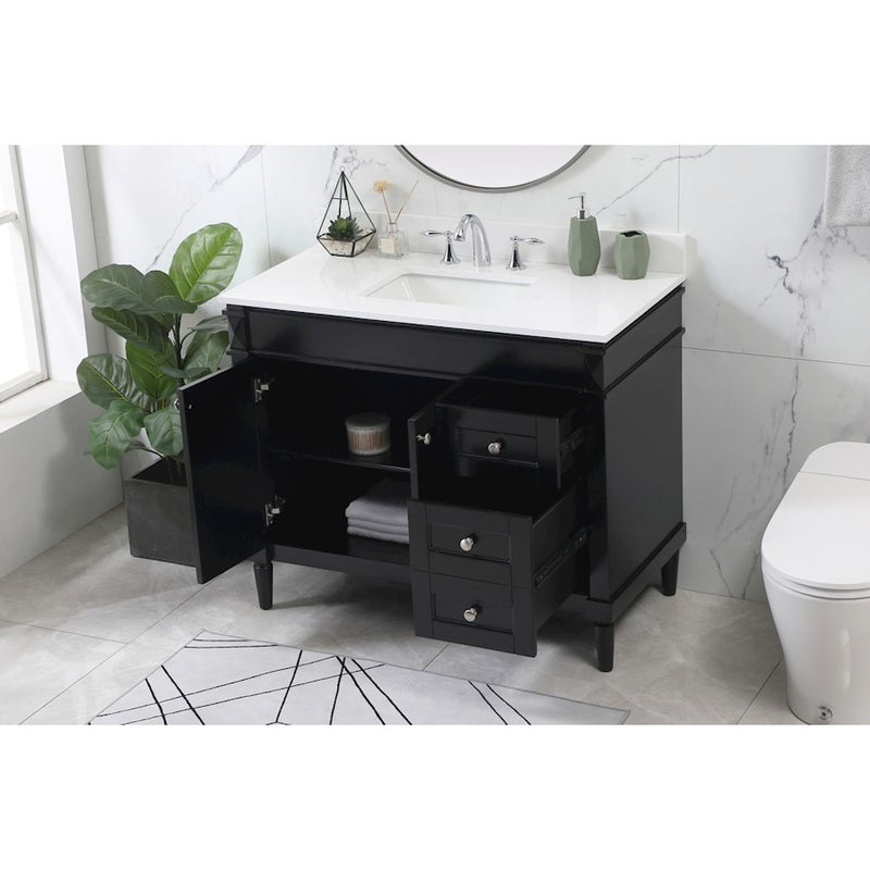 Elegant Bennett 42" Single Bathroom Vanity, Black/Backsplash
