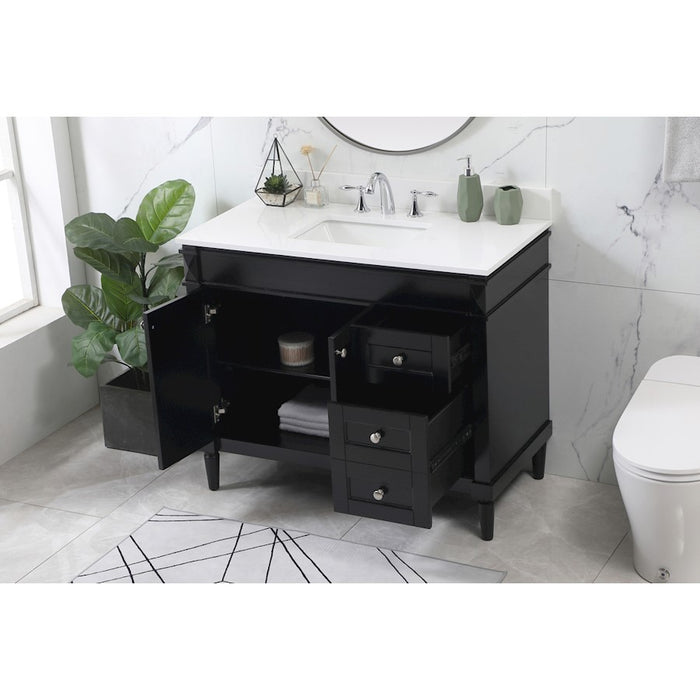 Elegant Bennett 42" Single Bathroom Vanity, Black/Backsplash