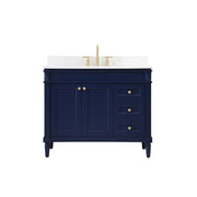 Elegant Bennett 42" Single Bathroom Vanity, Blue/Backsplash - VF31842BL-BS