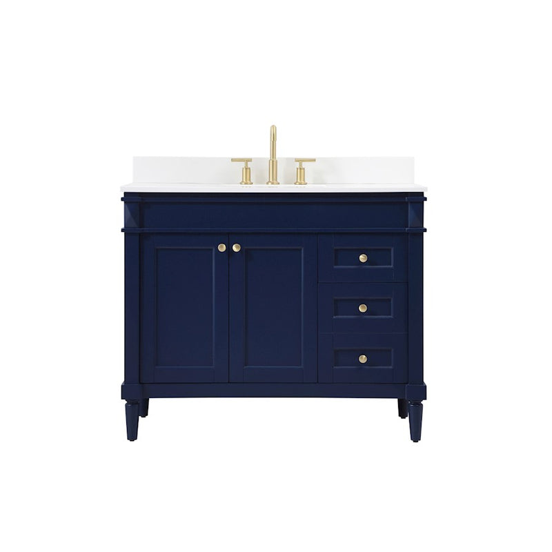 Elegant Bennett 42" Single Bathroom Vanity, Blue/Backsplash - VF31842BL-BS