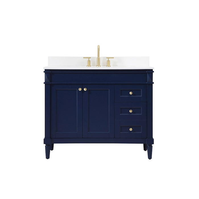 Elegant Bennett 42" Single Bathroom Vanity, Blue/Backsplash - VF31842BL-BS