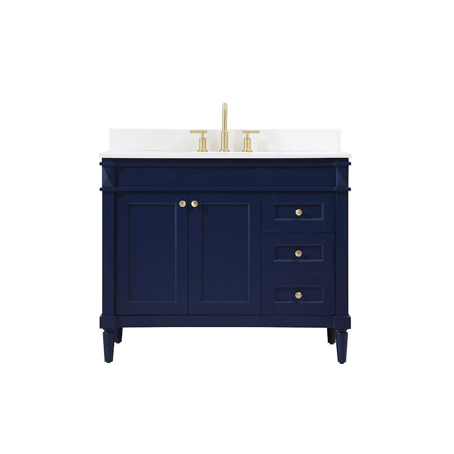 Elegant Bennett 42" Single Bathroom Vanity, Blue/Backsplash - VF31842BL-BS