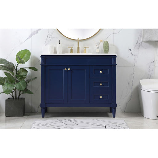 Elegant Bennett 42" Single Bathroom Vanity, Blue/Backsplash