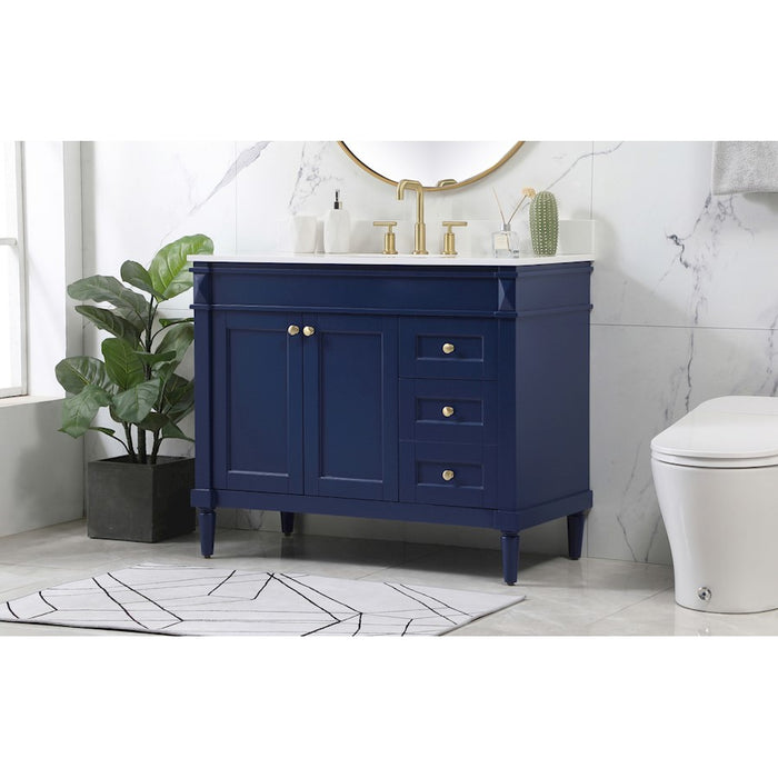 Elegant Bennett 42" Single Bathroom Vanity, Blue/Backsplash