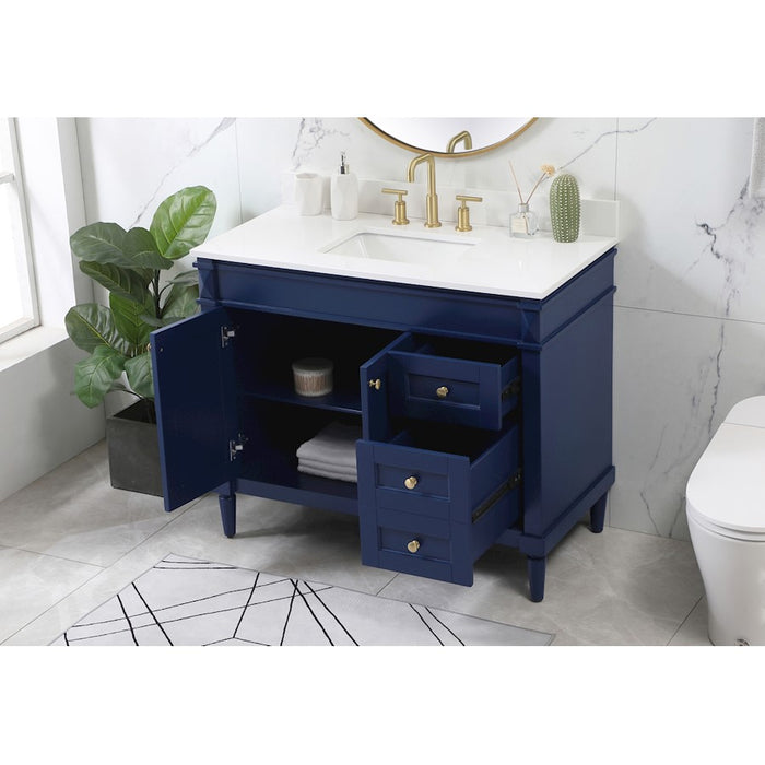 Elegant Bennett 42" Single Bathroom Vanity, Blue/Backsplash