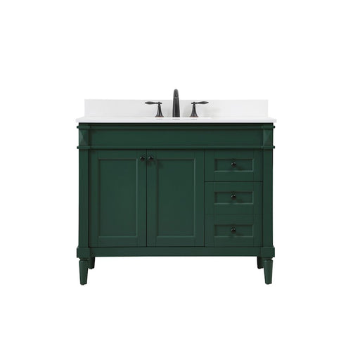 Elegant Bennett 42" Single Bathroom Vanity, Green/Backsplash - VF31842GN-BS