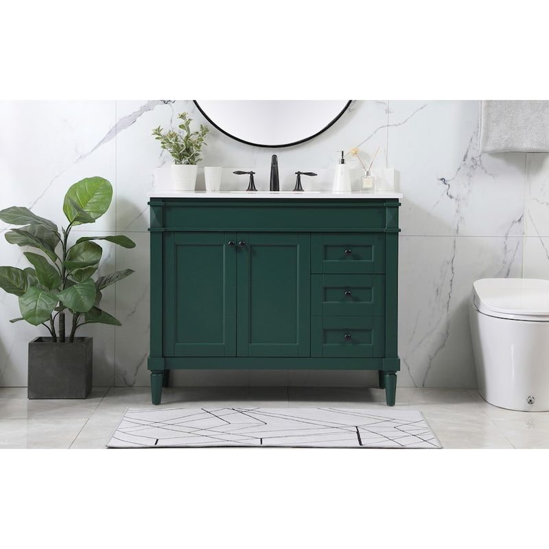 Elegant Bennett 42" Single Bathroom Vanity, Green/Backsplash