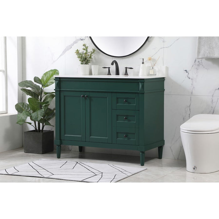 Elegant Bennett 42" Single Bathroom Vanity, Green/Backsplash