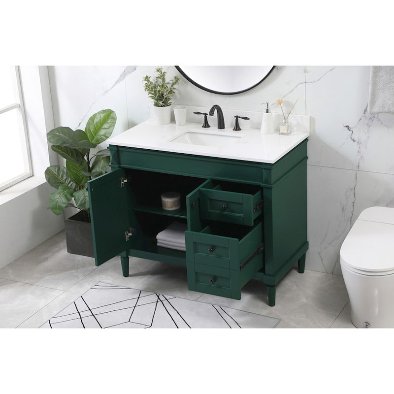 Elegant Bennett 42" Single Bathroom Vanity, Green/Backsplash