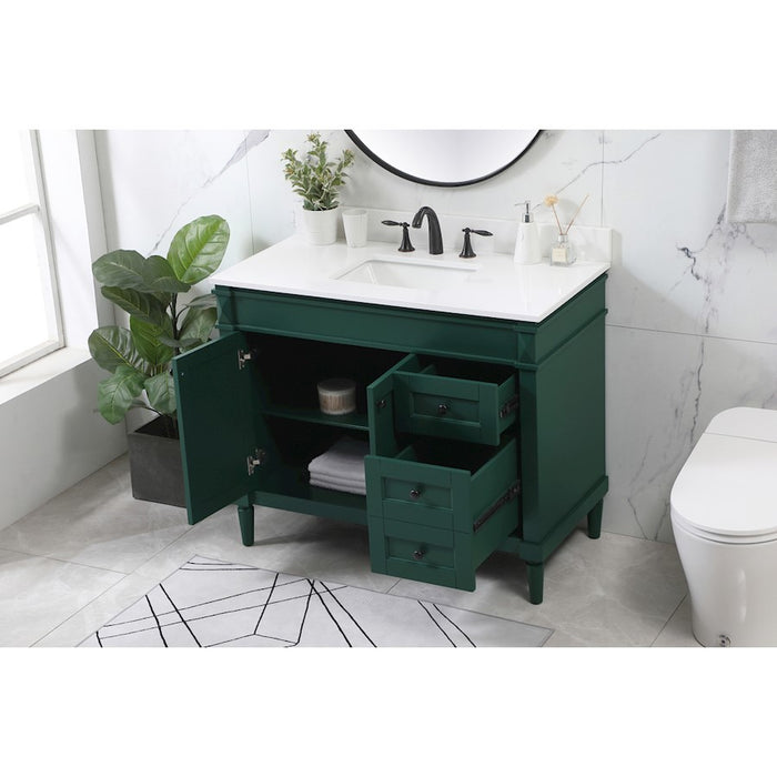 Elegant Bennett 42" Single Bathroom Vanity, Green/Backsplash