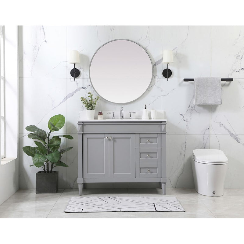 Elegant Kitchen/Bath Bennett 42" Single Bathroom Vanity, Grey