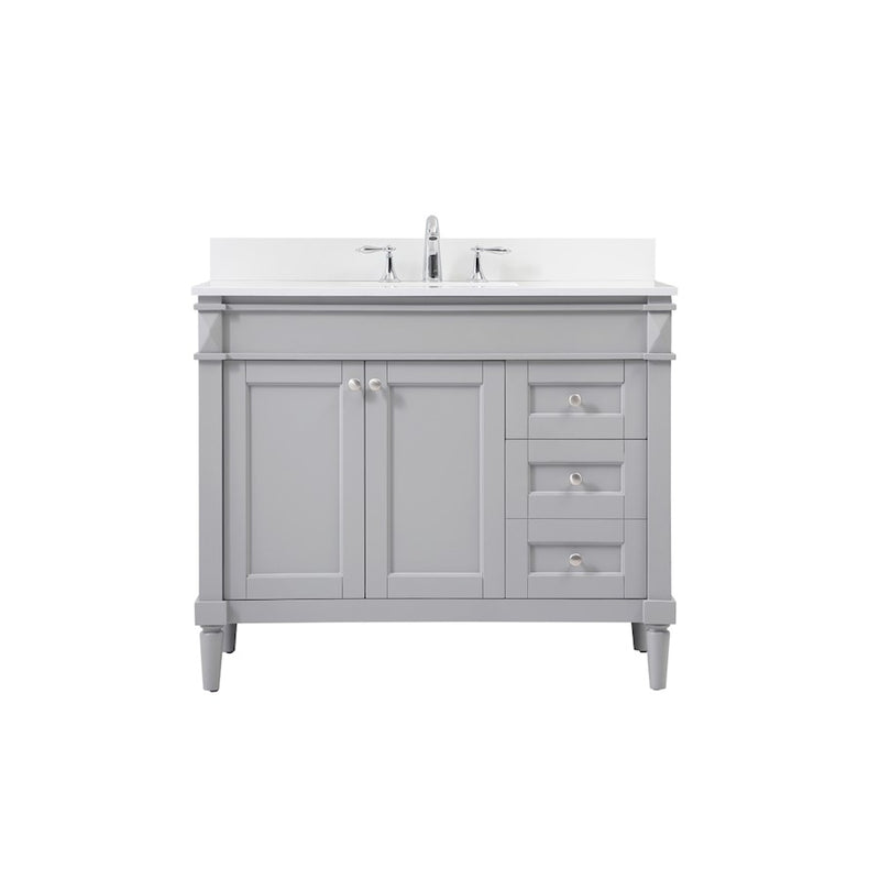 Elegant Bennett 42" Single Bathroom Vanity, Grey/Backsplash - VF31842GR-BS