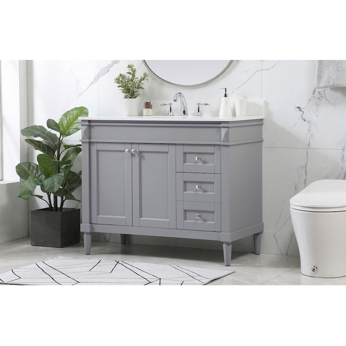 Elegant Bennett 42" Single Bathroom Vanity, Grey/Backsplash
