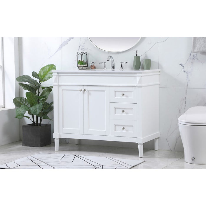 Elegant Kitchen/Bath Bennett 42" Single Bathroom Vanity, White