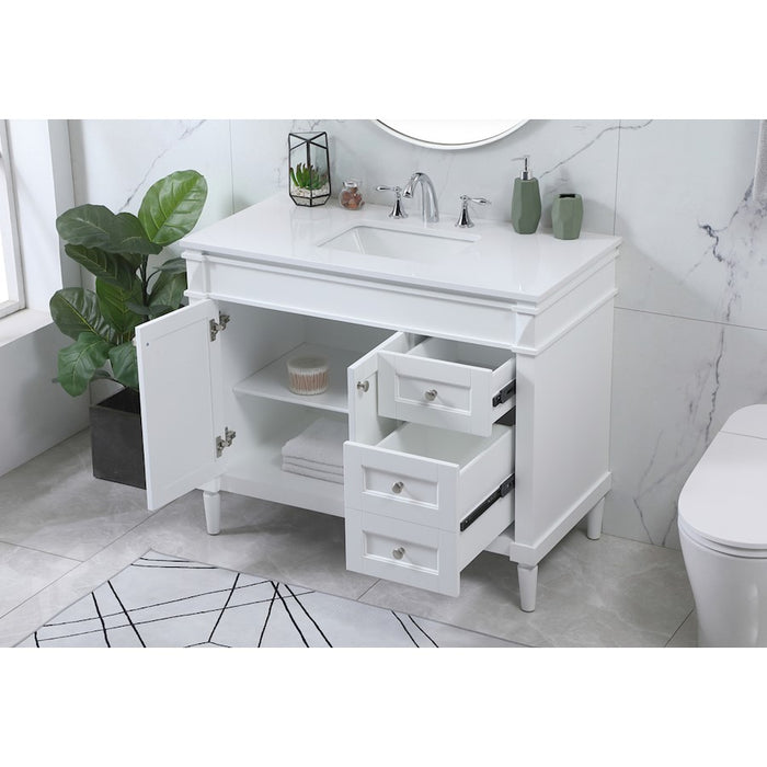 Elegant Kitchen/Bath Bennett 42" Single Bathroom Vanity, White