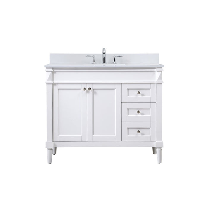Elegant Bennett 42" Single Bathroom Vanity, White/Backsplash - VF31842WH-BS