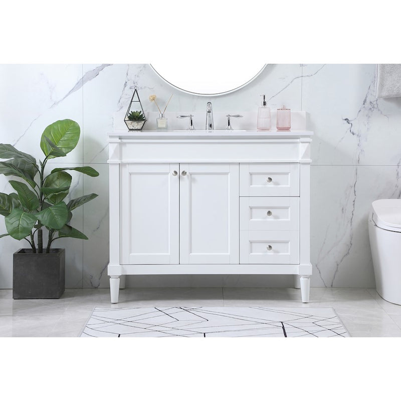 Elegant Bennett 42" Single Bathroom Vanity, White/Backsplash