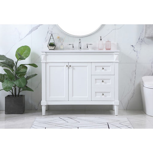 Elegant Bennett 42" Single Bathroom Vanity, White/Backsplash