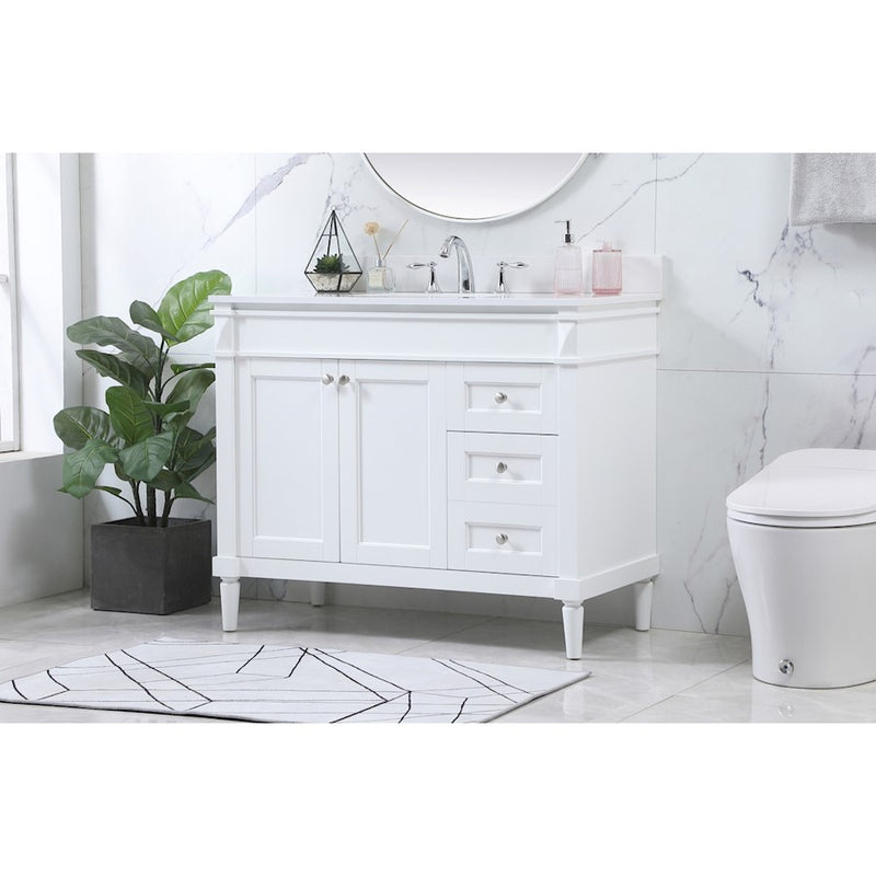 Elegant Bennett 42" Single Bathroom Vanity, White/Backsplash