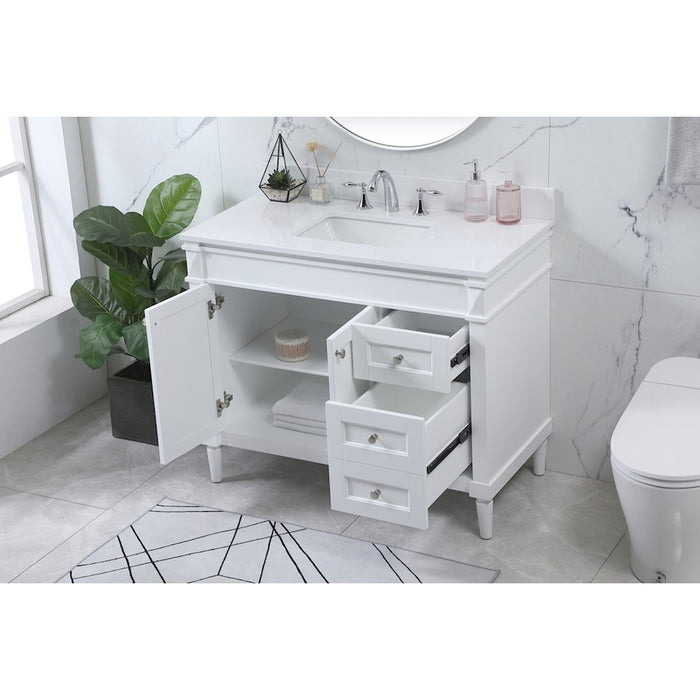 Elegant Bennett 42" Single Bathroom Vanity, White/Backsplash