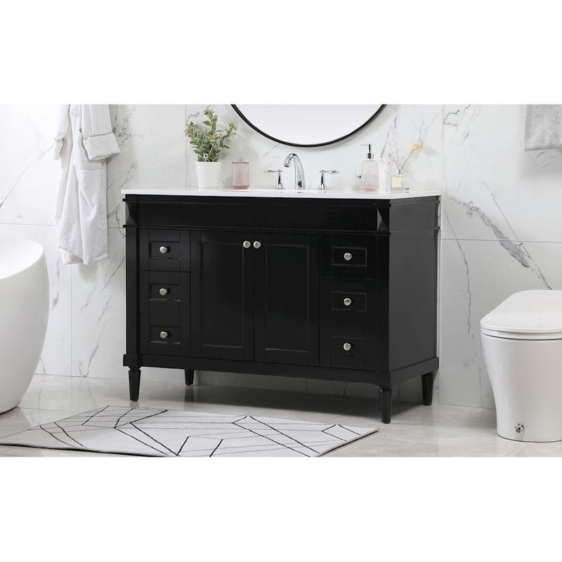 Elegant Kitchen/Bath Bennett 48" Single Bathroom Vanity, Black
