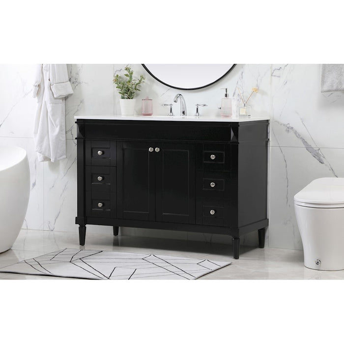 Elegant Kitchen/Bath Bennett 48" Single Bathroom Vanity, Black