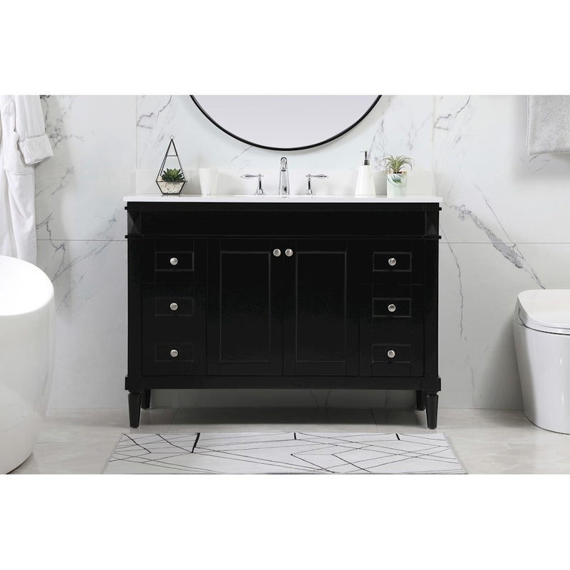Elegant Bennett 48" Single Bathroom Vanity, Black/Backsplash