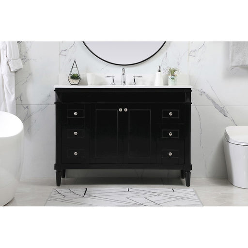 Elegant Bennett 48" Single Bathroom Vanity, Black/Backsplash