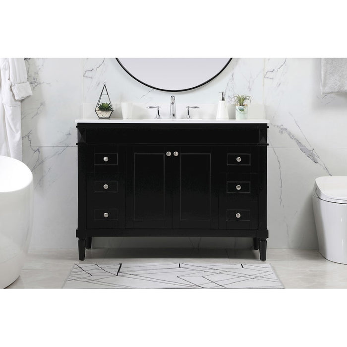 Elegant Bennett 48" Single Bathroom Vanity, Black/Backsplash