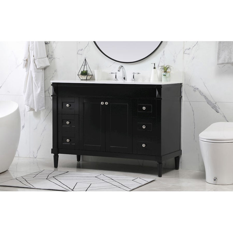 Elegant Bennett 48" Single Bathroom Vanity, Black/Backsplash