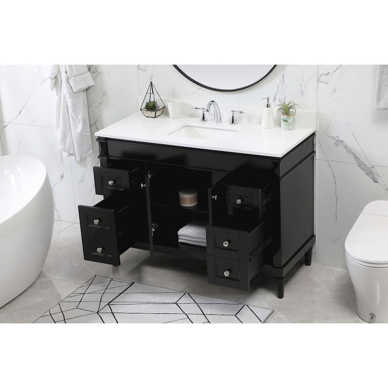 Elegant Bennett 48" Single Bathroom Vanity, Black/Backsplash
