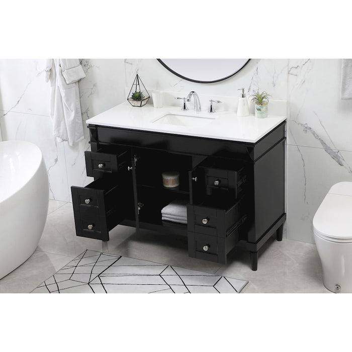 Elegant Bennett 48" Single Bathroom Vanity, Black/Backsplash