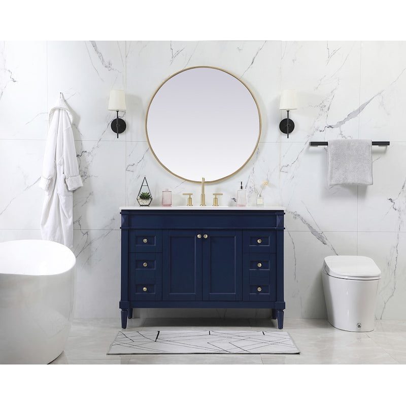 Elegant Bennett 48" Single Bathroom Vanity, Black/Backsplash