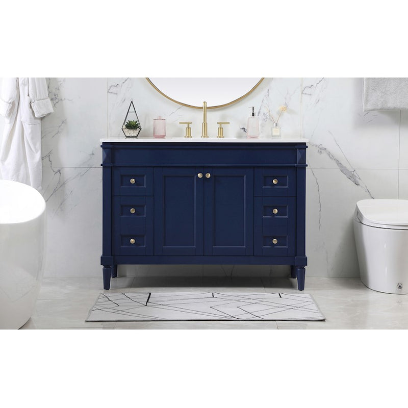 Elegant Kitchen/Bath Bennett 48" Single Bathroom Vanity, Blue