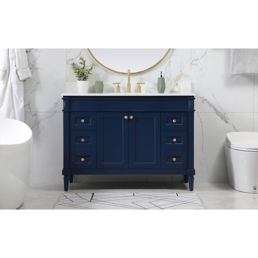 Elegant Bennett 48" Single Bathroom Vanity, Blue/Backsplash