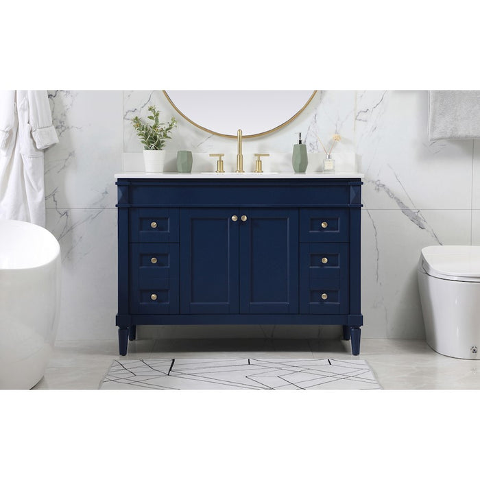 Elegant Bennett 48" Single Bathroom Vanity, Blue/Backsplash