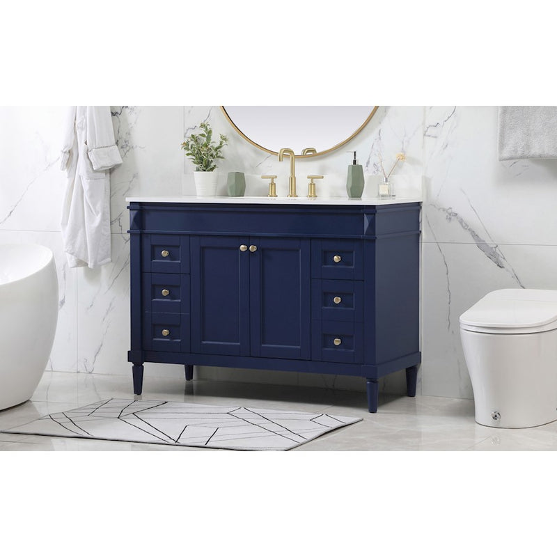 Elegant Bennett 48" Single Bathroom Vanity, Blue/Backsplash