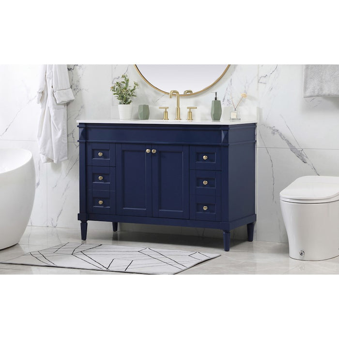 Elegant Bennett 48" Single Bathroom Vanity, Blue/Backsplash