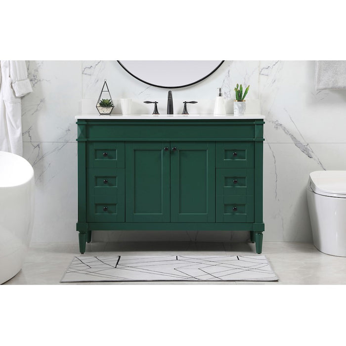 Elegant Bennett 48" Single Bathroom Vanity, Green/Backsplash
