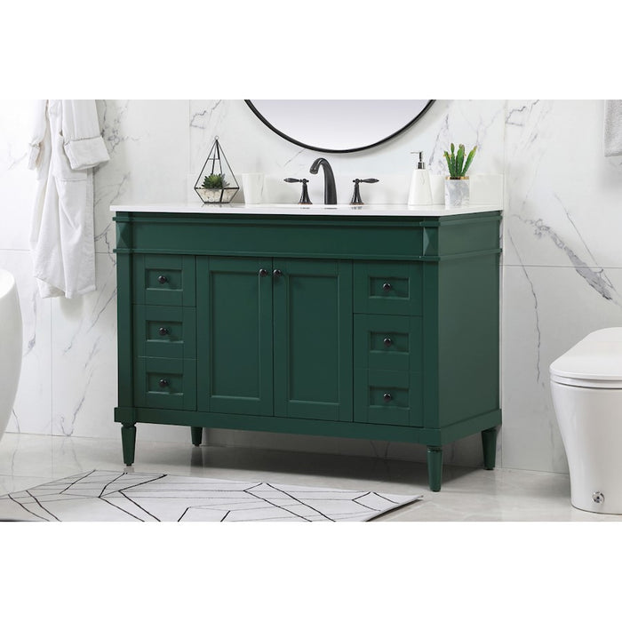 Elegant Bennett 48" Single Bathroom Vanity, Green/Backsplash