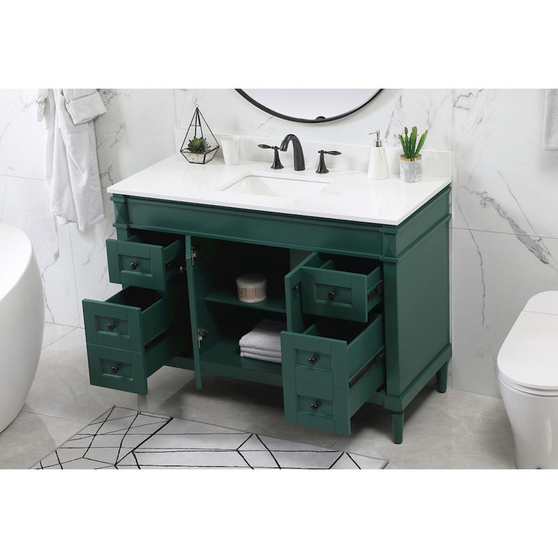 Elegant Bennett 48" Single Bathroom Vanity, Green/Backsplash