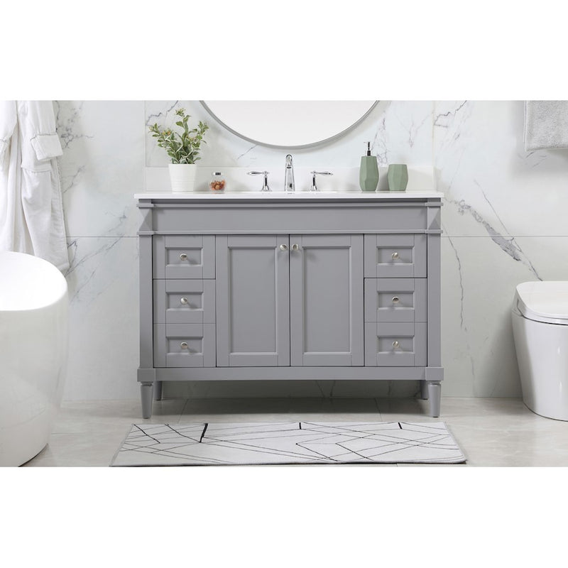 Elegant Bennett 48" Single Bathroom Vanity, Grey/Backsplash