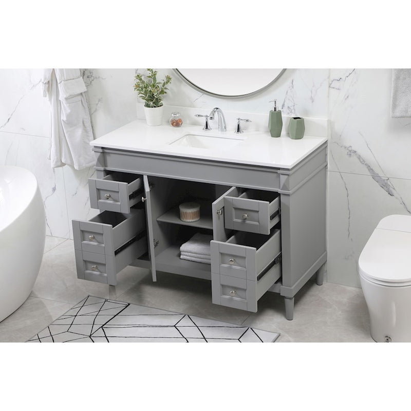 Elegant Bennett 48" Single Bathroom Vanity, Grey/Backsplash