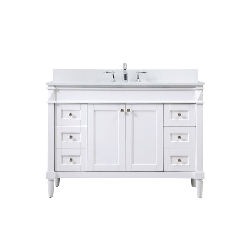 Elegant Bennett 48" Single Bathroom Vanity, White/Backsplash - VF31848WH-BS