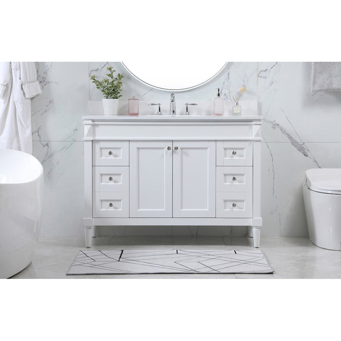 Elegant Bennett 48" Single Bathroom Vanity, White/Backsplash