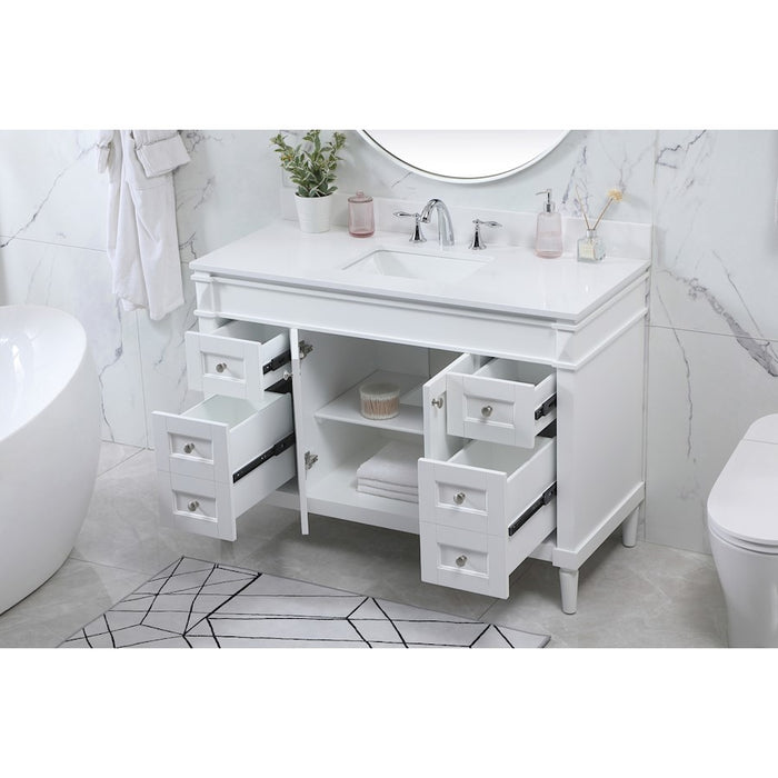 Elegant Bennett 48" Single Bathroom Vanity, White/Backsplash