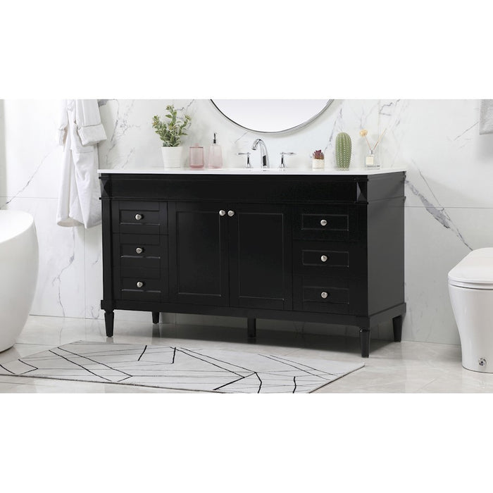 Elegant Kitchen/Bath Bennett 60" Single Bathroom Vanity, Black