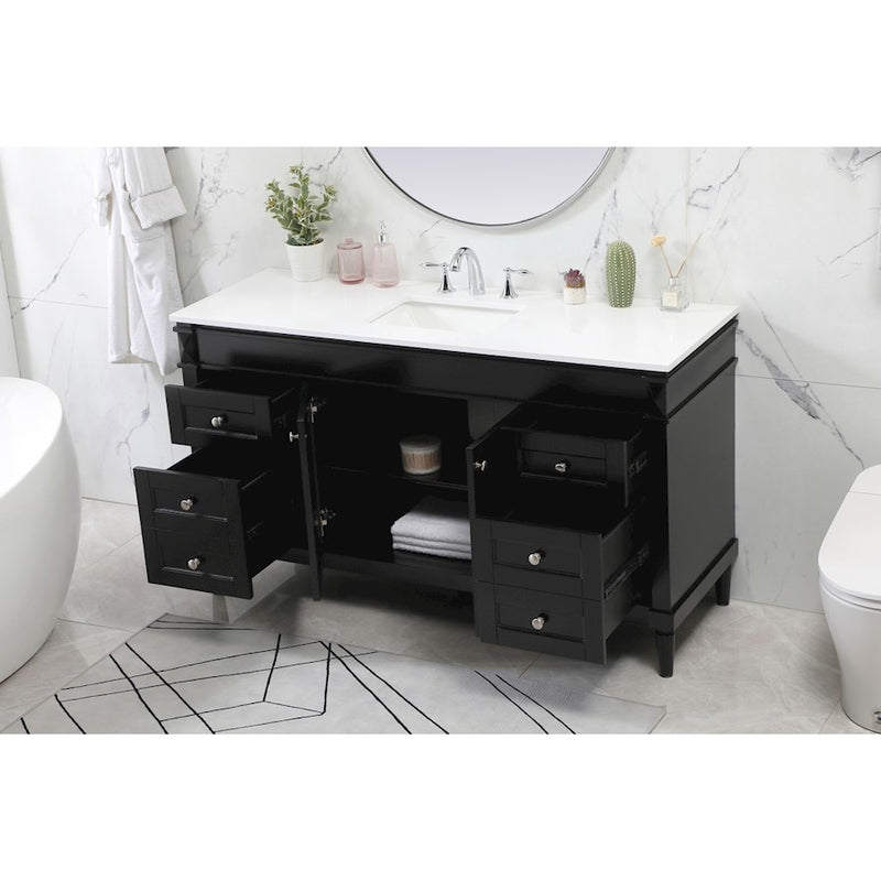 Elegant Kitchen/Bath Bennett 60" Single Bathroom Vanity, Black