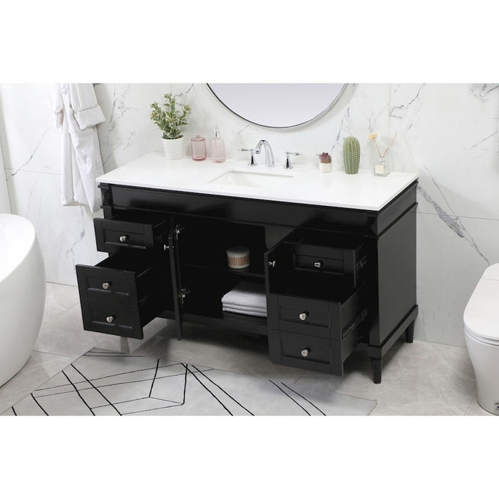 Elegant Kitchen/Bath Bennett 60" Single Bathroom Vanity, Black