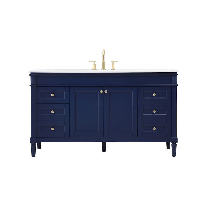 Elegant Kitchen/Bath Bennett 60" Single Bathroom Vanity, Blue - VF31860BL